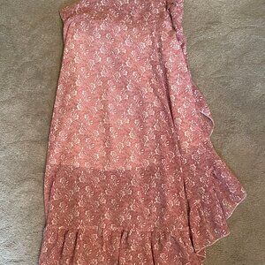 wrap pink midi skirt